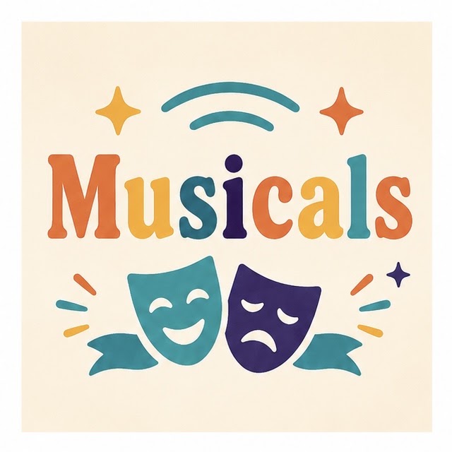 Comedy and tragedy masks under a star